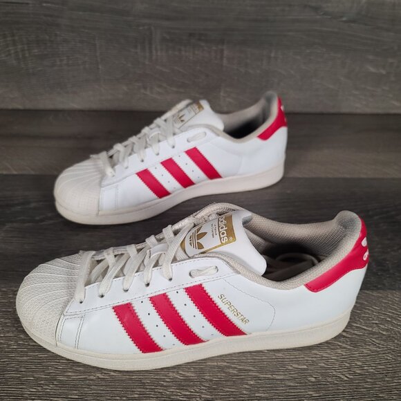 Adidas Superstar Men's Size 8.5 Shoes White Red Sneakers Shoes B27139 - Picture 2 of 12